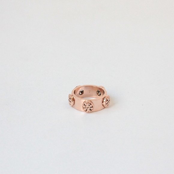 Tory Burch Milgrain Logo Ring Rose Gold - Picture 1 of 5